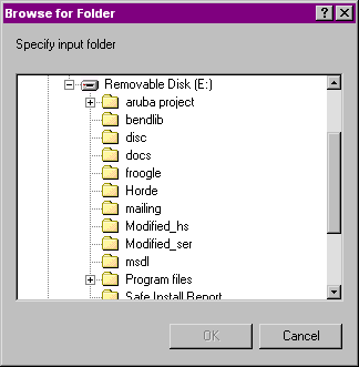 Folder selection