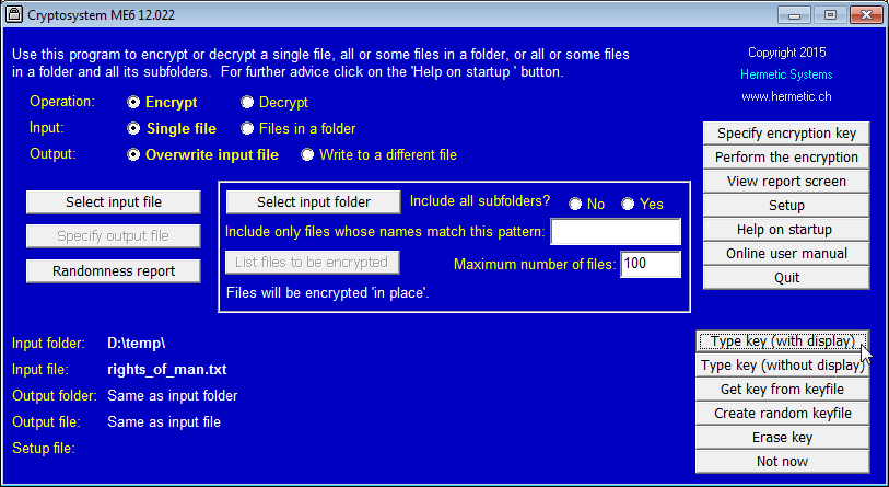 Cryptosystem ME6 screenshot