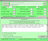 Automatically generates keywords meta tags for multiple HTML documents.