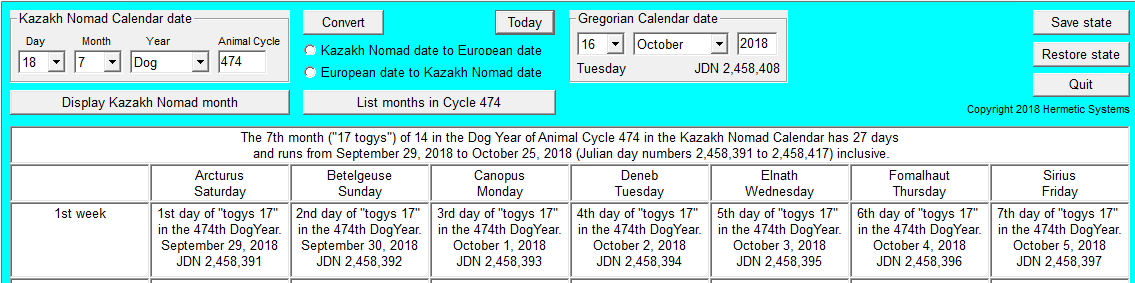 Kazakh Nomad Calendar Screenshot
