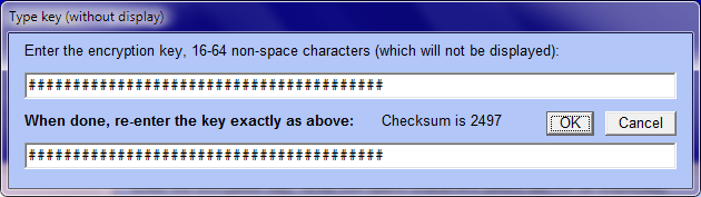 Entering an encryption key without display