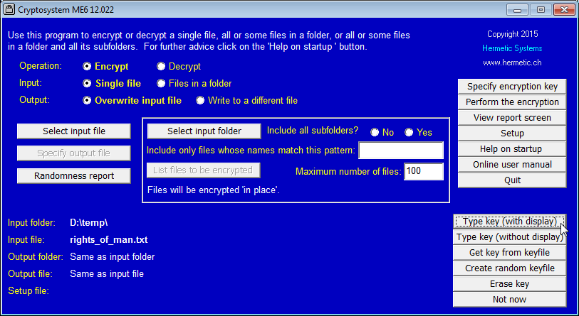 Cryptosystem ME6 screenshot Cryptosystem ME6 screenshot