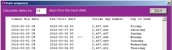 Dee date sequence