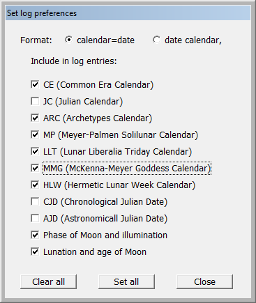 Set log preferences