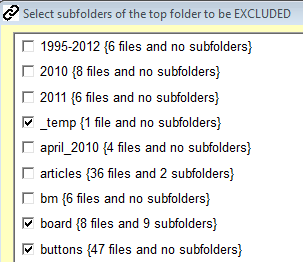 Exclude subfolderss