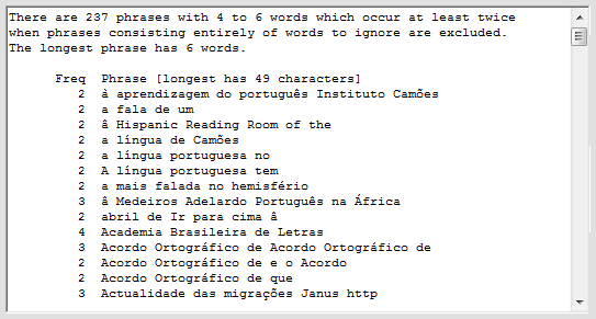 Counting Portuguese phrases