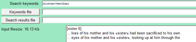 KWIC concordance -- Search sister+mother