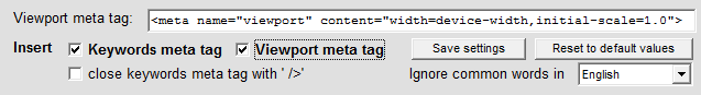 meta tag insertion options