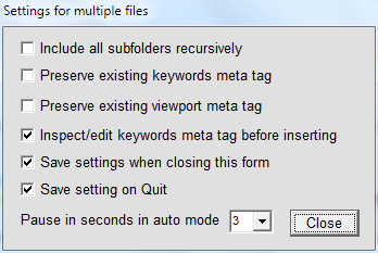 Settings for multiple files