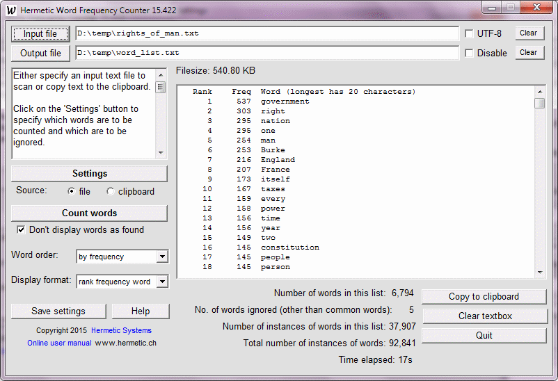 Windows 7 Hermetic Word Frequency Counter 24.0 full