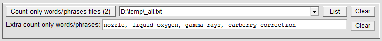 count-only words and phrases specification