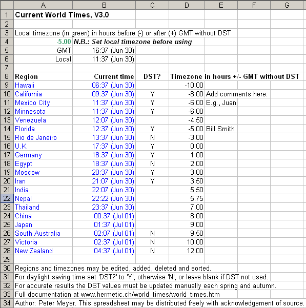 World Time Chart Map